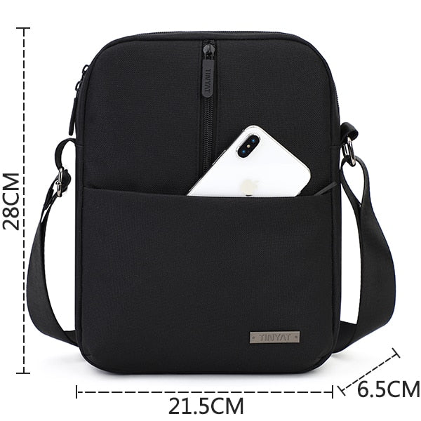 TINYTA Men's bag light Men Shoulder Bag for 9.7'pad 8 pocket Waterproof Casual crossbody bag Black Canvas Messenger bag shoulder