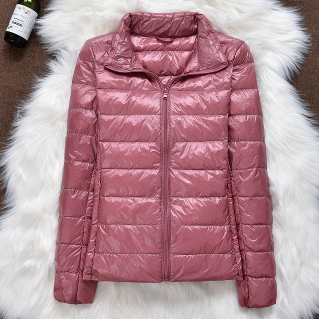 Winter Women Ultralight Thin Down Jacket White Duck Down Hooded Jackets Long Sleeve Warm Coat Parka Female Portable Outwear